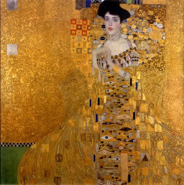 portrait of a seated woman holding a fan Painting - Gustav Klimt Portrait of Woman in Gold gold wall decor